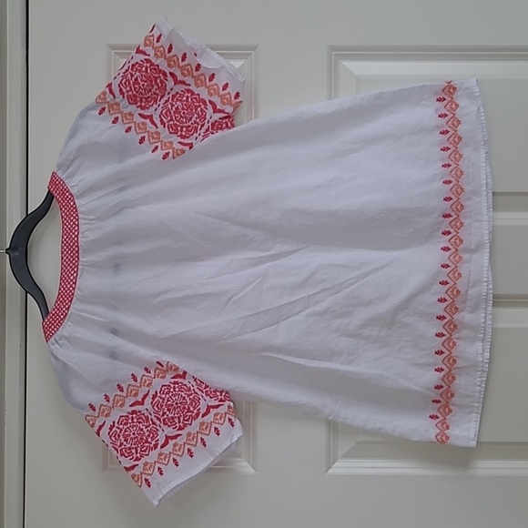Vineyard Vines White, Pink, and Orange Medallion Embroidered Top - Size XS - Picture 2 of 10